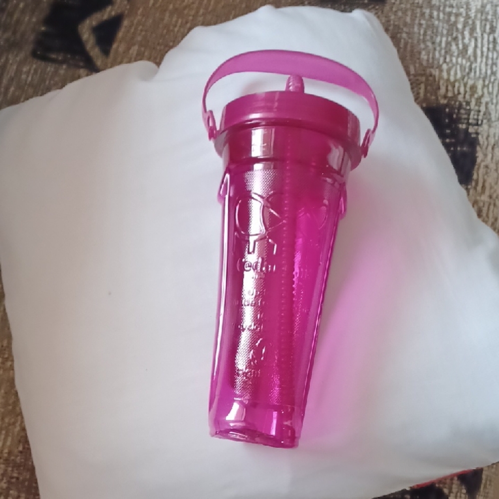 Free Add-on Pink Water Bottle with Built-In Straw & Handle